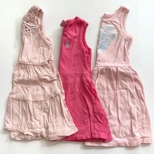 Girls' Pink Sleeveless Dress Trio - Light Pink & Hot Pink